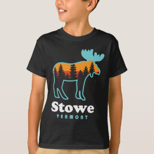 Stowe Vermont Skiing Mountains Stowe Vt Moose T-Shirt