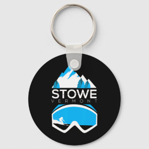 Stowe Vermont Skiing Snow Covered Mountain Tee Keychain
