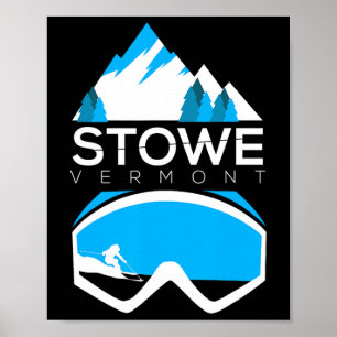 Stowe Vermont Skiing Snow Covered Mountain Tee  Poster