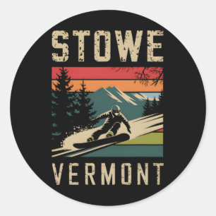 Stowe Vermont Snowboard Vintage Snowboarding Mount Classic Round Sticker