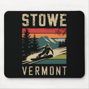 Stowe Vermont Snowboard Vintage Snowboarding Mount Mouse Pad