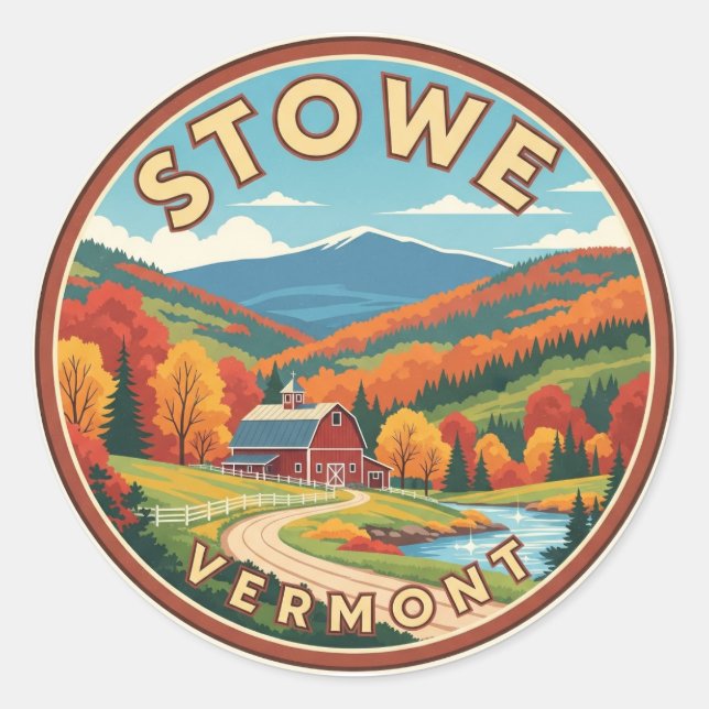 Stowe Vermont Travel Classic Round Sticker (Front)
