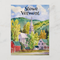 Stowe Vermont Village watercolor painting