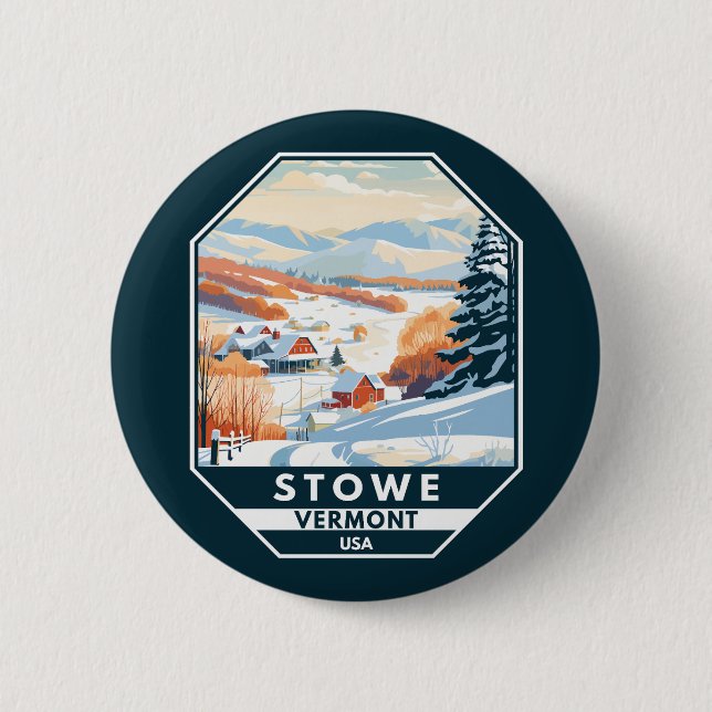 Stowe Vermont Winter Vintage 2 Inch Round Button (Front)