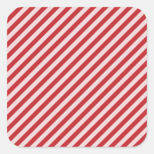 [STR-RD-1] Red and white candy cane striped Square Sticker