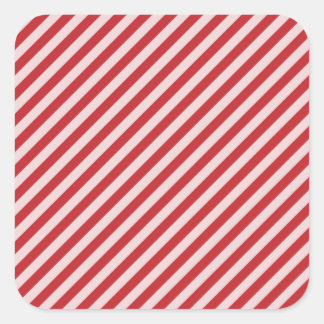 [STR-RD-1] Red and white candy cane striped Square Sticker