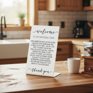 STR Short term Rental Vacation Amenities Inventory Pedestal Sign