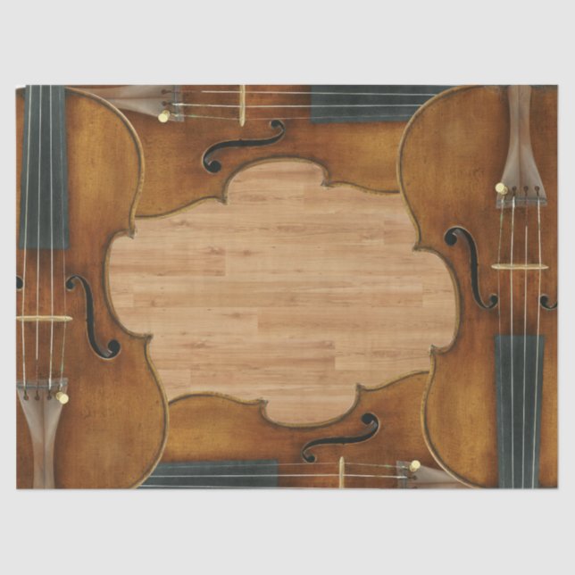 Stradivari Violin Quartet on Wood Panel Effect Tissue Paper (Front)