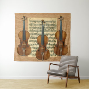 Stradivarius Violin Trio Bach Chaconne Manuscript Tapestry