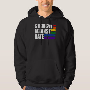 Straight Against Hate Rainbow Lgbt Flag Lesbian Ga Hoodie