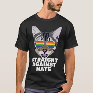 Straight Against Hate Vintage Cat Gay Pride T-Shirt