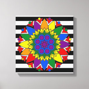Straight Ally Flag Colours LGBT Supporter Mandala Canvas Print