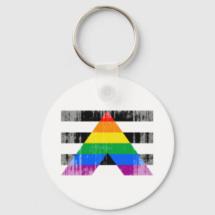 Straight Ally Flag distressed Keychain