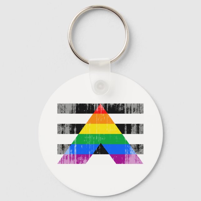 Straight Ally Flag distressed Keychain (Front)