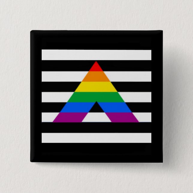 Straight Ally Flag LGBT Gay Supporter 2 Inch Square Button (Front)