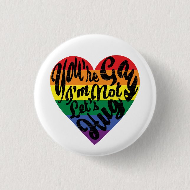 Straight Ally Hug 1 Inch Round Button (Front)