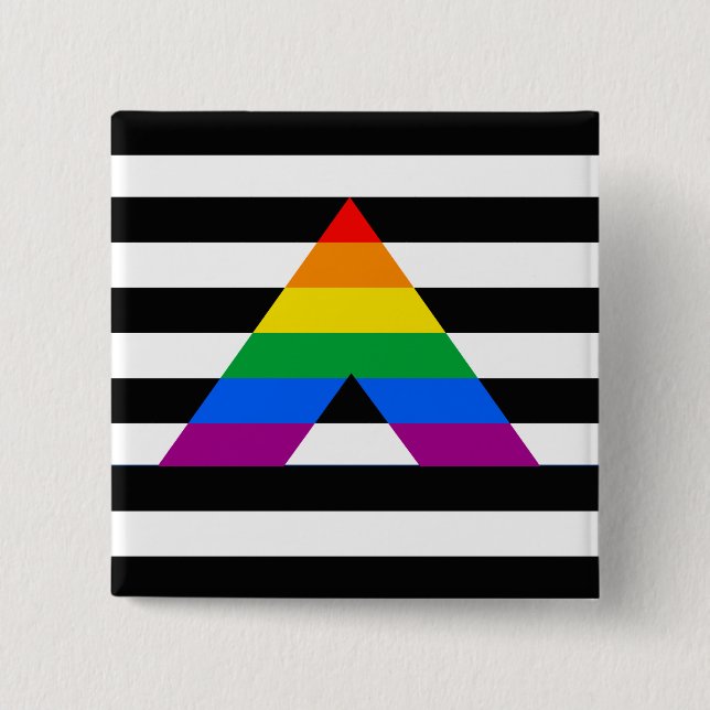 Straight Ally Pride 2 Inch Square Button (Front)