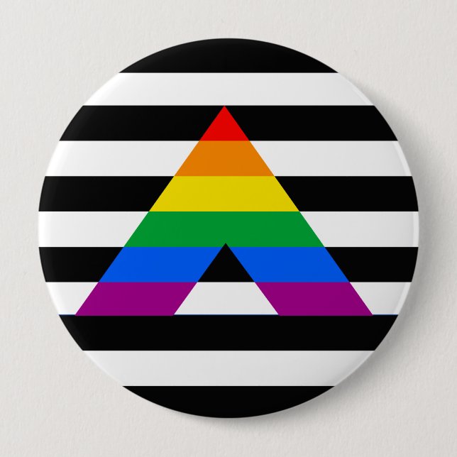 Straight Ally Pride 4 Inch Round Button (Front)