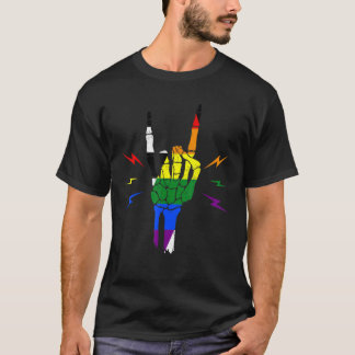 Straight Ally Pride Flag   Skeleton Hand Straight  T-Shirt