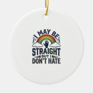 Straight Ally Pride Rainbow Vintage Vector Design_ Ceramic Ornament