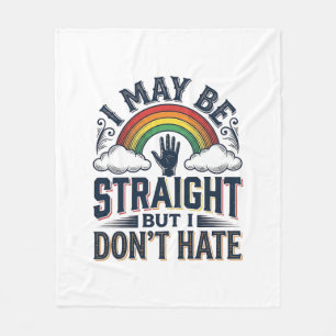 Straight Ally Pride Rainbow Vintage Vector Design_ Fleece Blanket