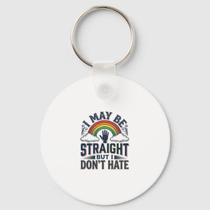 Straight Ally Pride Rainbow Vintage Vector Design_ Keychain
