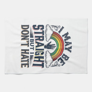 Straight Ally Pride Rainbow Vintage Vector Design_ Kitchen Towel