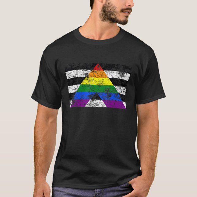 Straight Ally Pride Vintage Flag T-Shirt (Front)