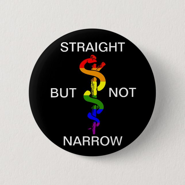 Straight But Not Narrow Rainbow Health Coalition 2 Inch Round Button (Front)