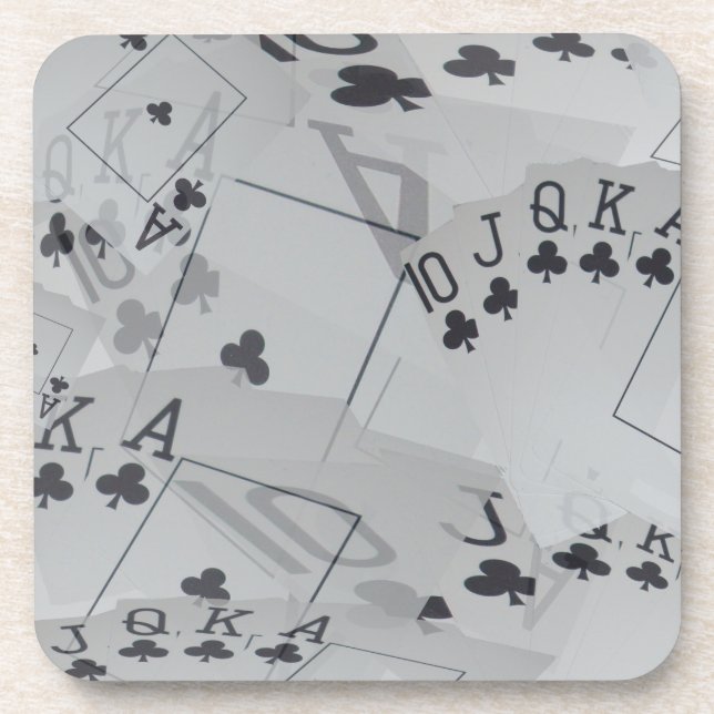 Straight Club Flush Poker Cards Pattern, Coaster (Front)