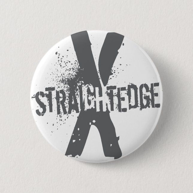 Straight Edge X dark grey 2 Inch Round Button (Front)