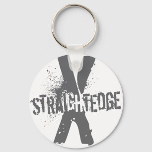Straight Edge X dark grey Keychain