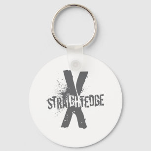 Straight Edge X dark grey Keychain