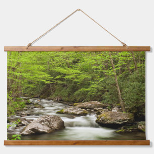 Straight Fork Flows Through Forest Hanging Tapestry