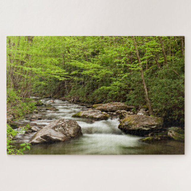 Straight Fork Flows Through Forest Jigsaw Puzzle (Horizontal)