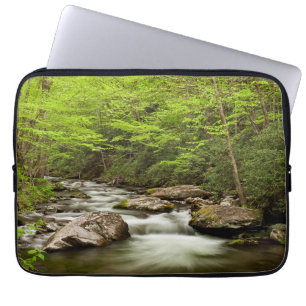 Straight Fork Flows Through Forest Laptop Sleeve