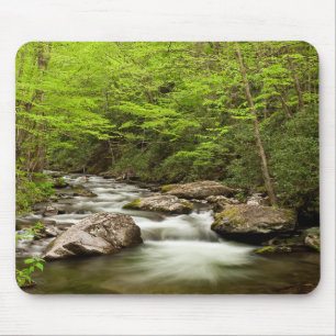 Straight Fork Flows Through Forest Mouse Pad
