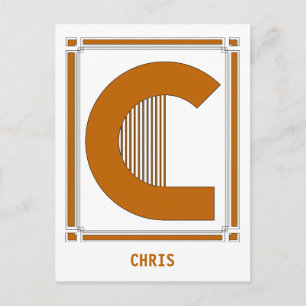 Straight lines art deco with monogram, letter C Postcard