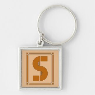 Straight lines art deco with monogram, letter S Keychain
