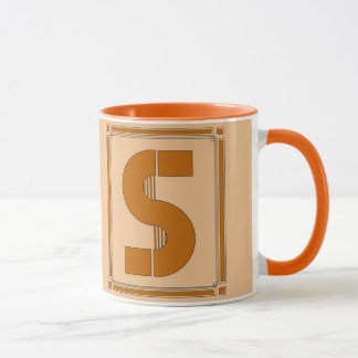 Straight lines art deco with monogram, letter S Mug