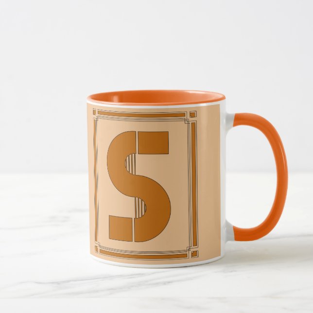 Straight lines art deco with monogram, letter S Mug (Right)