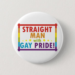 Straight Man with Gay Pride 2 Inch Round Button