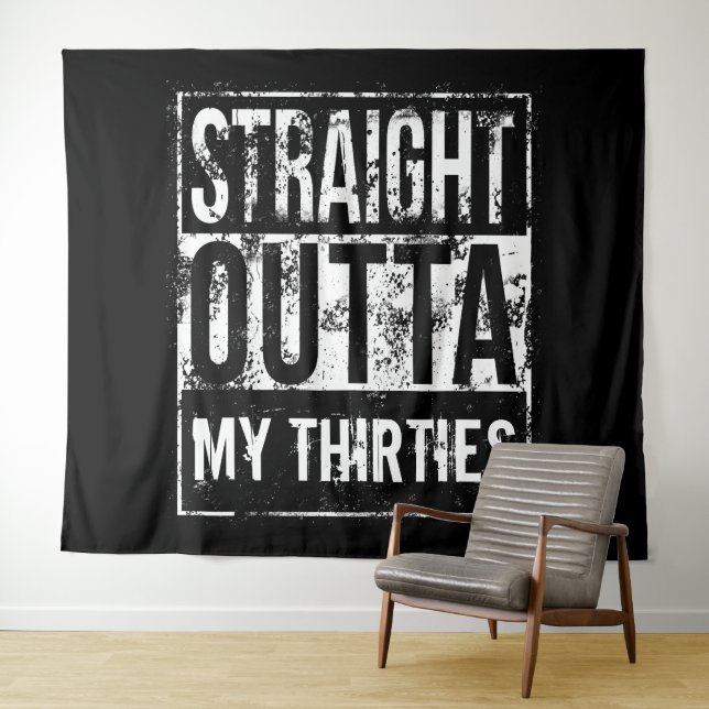 Straight Outta 40th Birthday Party Backdrop Banner Tapestry (In Situ (Horizontal))