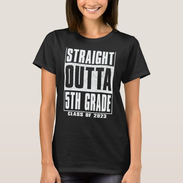 Straight Outta 5th Grade Kids Boys Graduation 2023 T-Shirt (Front)
