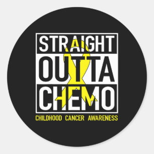 Straight Outta Chemo Gold Ribbon Childhood Cancer Classic Round Sticker