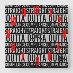Straight Outta Compliance w/Logo Square Wall Clock