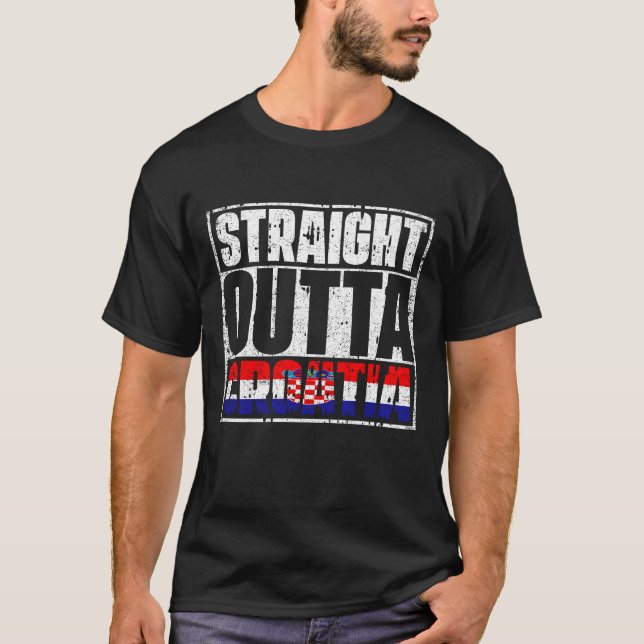 Straight Outta croatia Flag T-Shirt (Front)