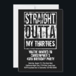 Straight Outta Custom 40th Birthday Party Invitation<br><div class="desc">Add your text and event or birthday party details to this 40th birthday party invitation card. Straight outta your birth year, age, fourties, thirties, fifties, etc. Or customize your city, state, profession, job, school or anything! What are you representing? Add your city, state or other pertinent information for a custom...</div>