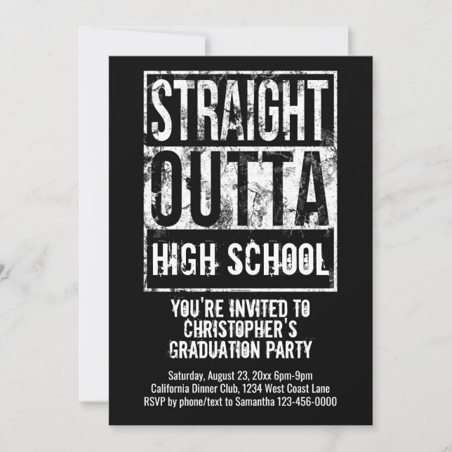 Straight Outta Custom Funny Graduation Party Invitation (Front)