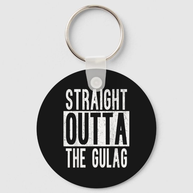 Straight Outta Gulag Squad Team Gamer War Battle R Keychain (Front)
